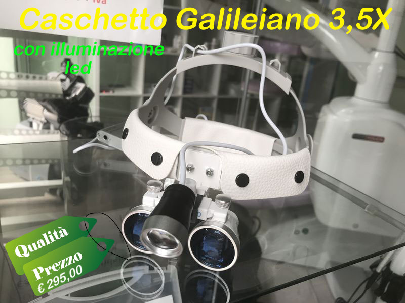Caschetto ingrandente galileiano 3.5X con illuminazione led