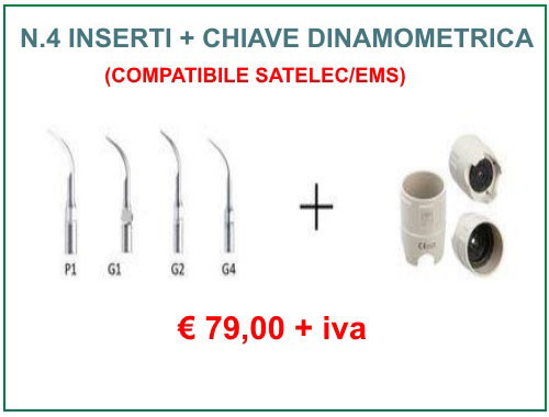 Inserti ablatore compatibili ems + chiave dinamometrica(n.4 punte + chiave)
