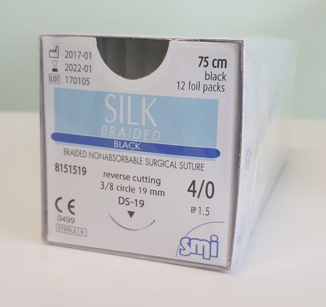 Suture seta ds 19mm. 5/0 conf. 12pz.