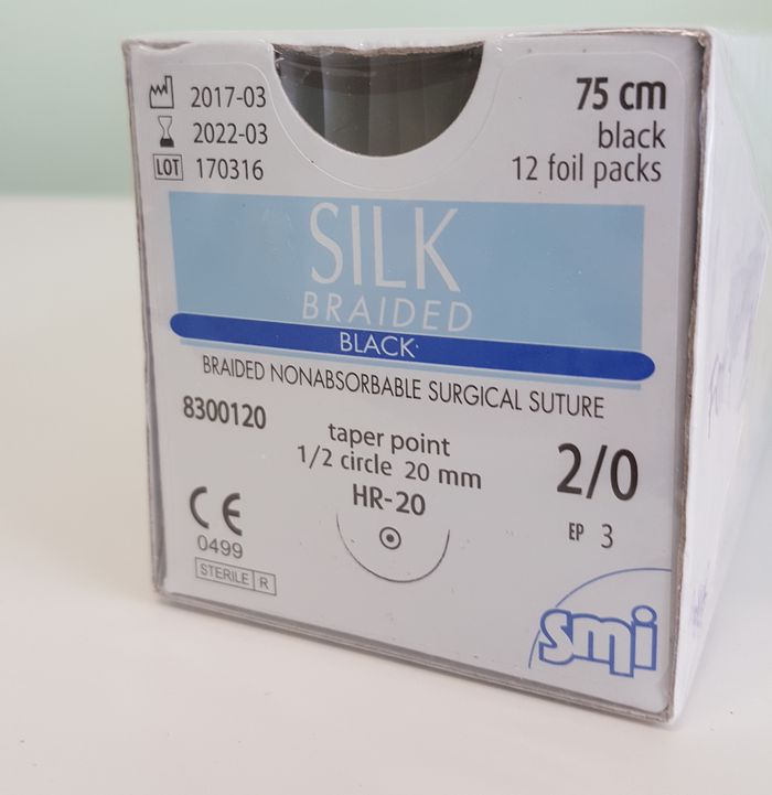Suture seta hr 20mm. 2/0 conf. 12pz.