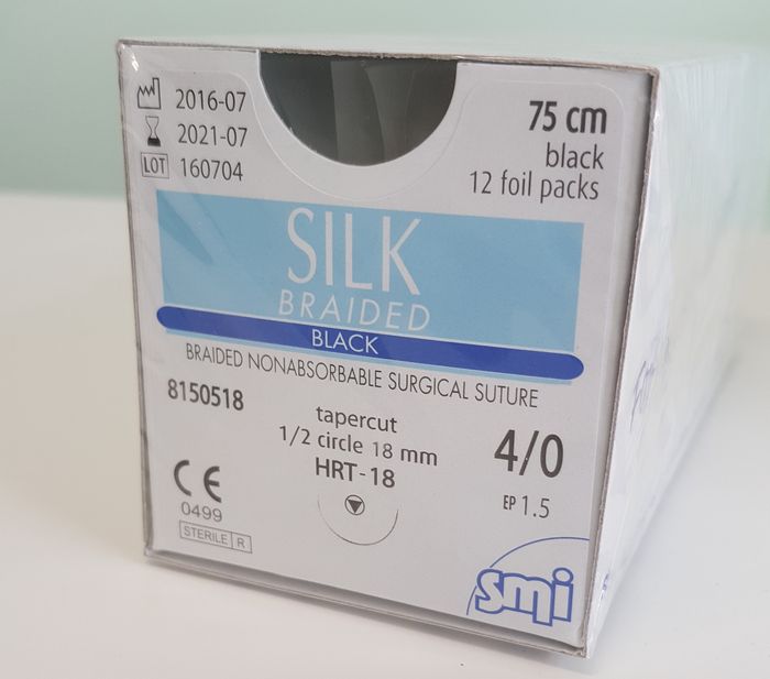 Suture seta hrt 18mm. 4/0 conf. 12pz.